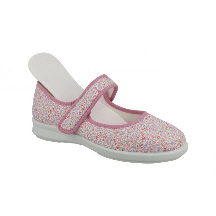 Women's Wide Fit DB Penguin Canvas Shoes in Beige Daisy Print - Image 1