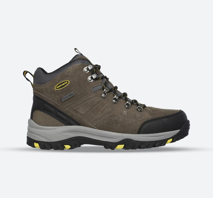 Men's Wide Fit Skechers 64869 Relaxed Fit Relment Pelmo Hiking Boots in Khaki - Image 1