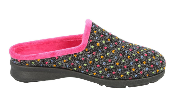 Womens Wide Fit DB Welney Mule Slippers in Black Multi - Image 1