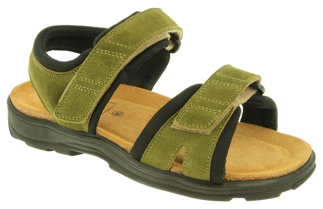 Womens Wide Fit DB Peel Sandals in Navy Suede - Image 15