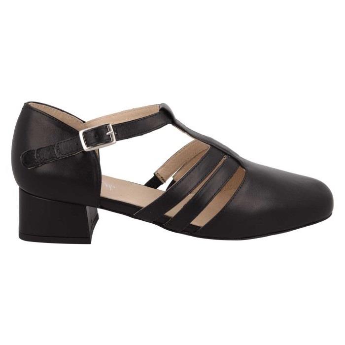 Women's Wide Fit DB Ruby Mid Heel Sandals in Black Leather - Image 2