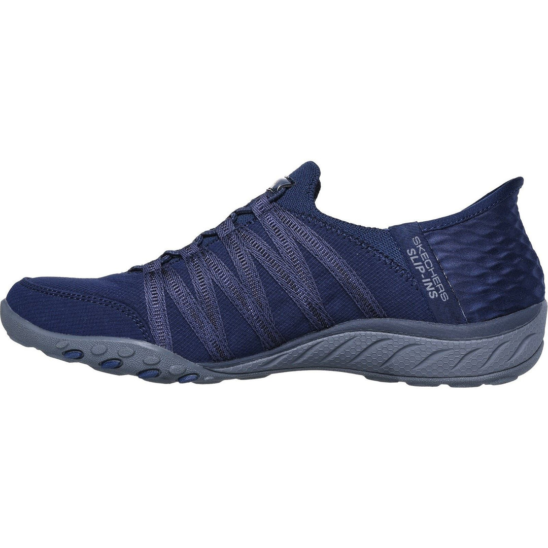 Women's Wide Fit Skechers 100593 Breathe Easy Roll With Me Trainers - Navy in Navy - Image 5