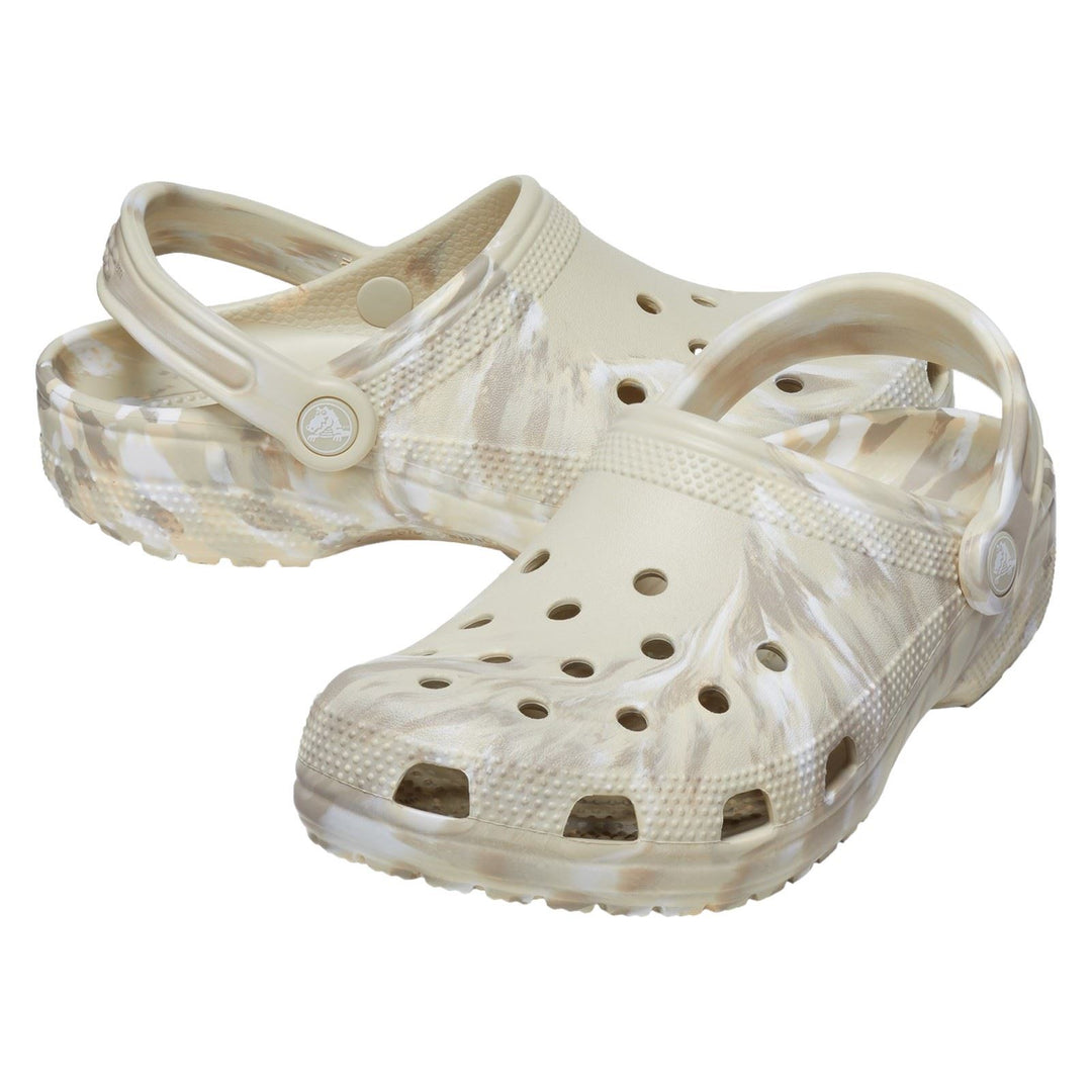 Women's Crocs 206867 Classic Marbled Clog Sandals in Bone/Multi - Image 5