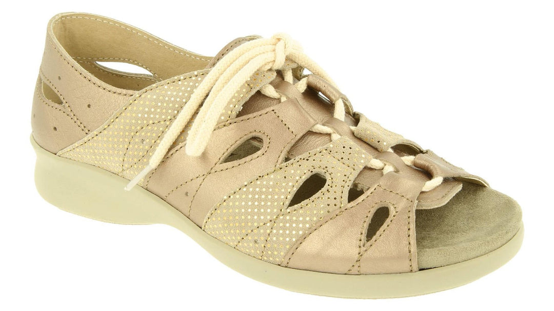 Women's Wide Fit DB Ocean Sandals in Gold Lea / Nubuck - Image 3