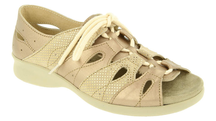 Women's Wide Fit DB Ocean Sandals in Gold Lea / Nubuck - Image 1