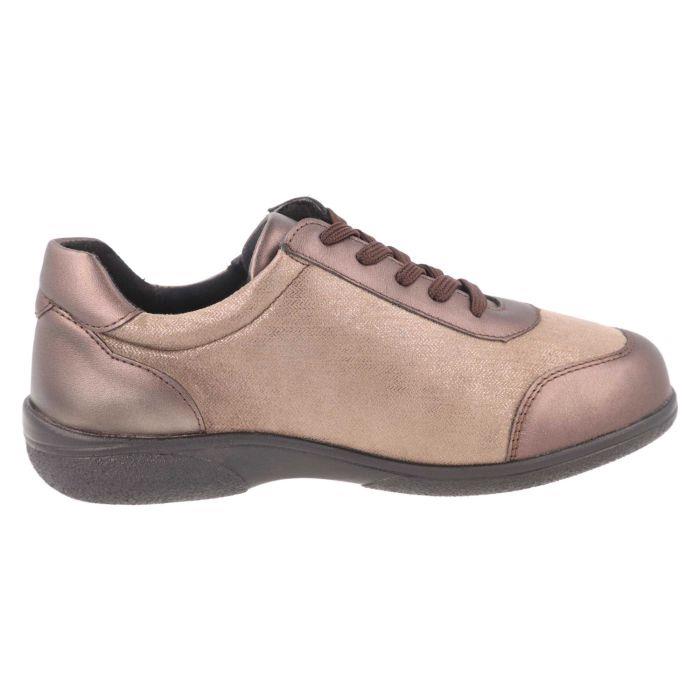 Women's Wide Fit DB Wayfaring Trainers in Brown Leather / Taupe Stretch - Image 1