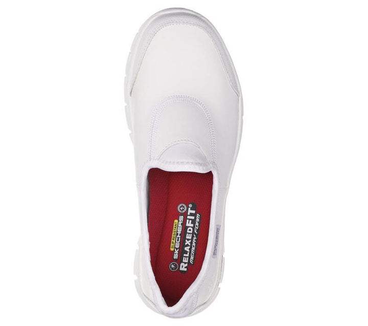 Women's Wide Fit Skechers 76536EC Work Relaxed Fit Sure Track Shoes in White - Image 1