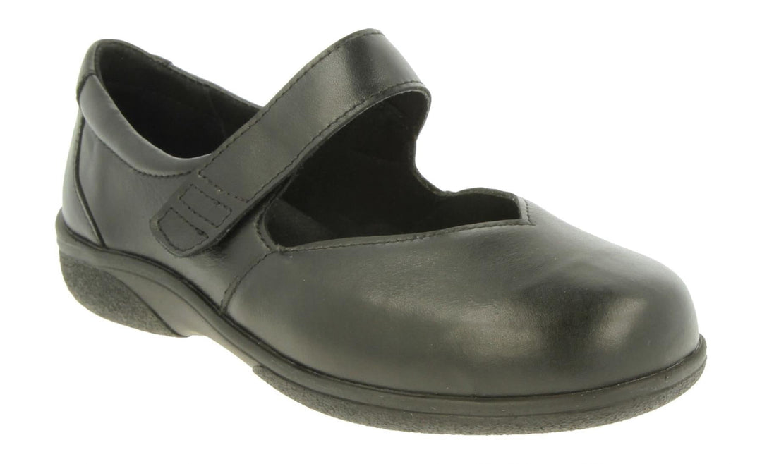 Womens Wide Fit DB Gull Shoes in Black - Image 3