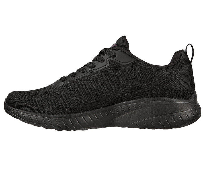 Women's Wide Fit Skechers 117209 Bobs Squad Chaos Face Off Vegan Trainers in Black - Image 1