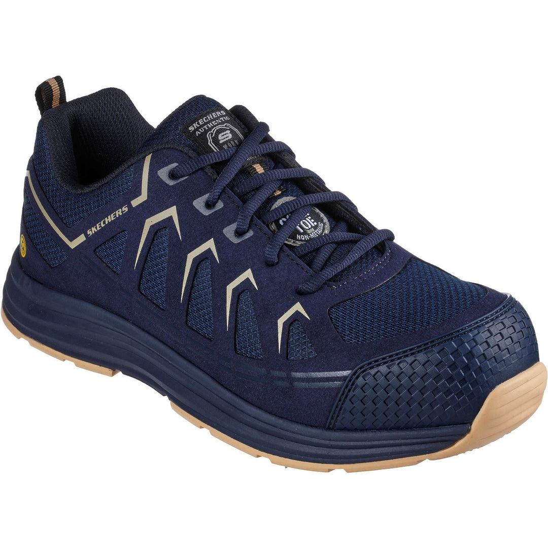 Men's Wide Fit Skechers 200127EC Malad II Safety Trainers - Navy/Tan in Navy/Tan - Image 3