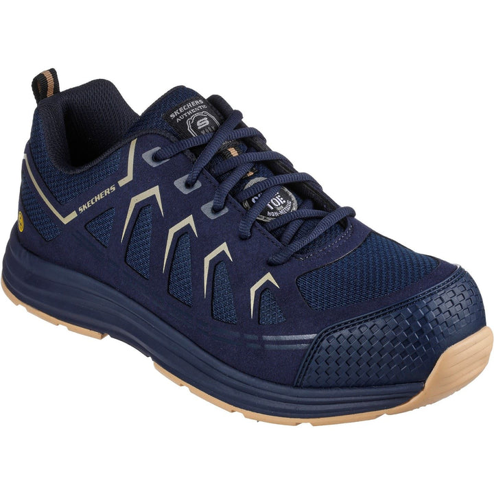 Men's Wide Fit Skechers 200127EC Malad II Safety Trainers - Navy/Tan in Navy/Tan - Image 1