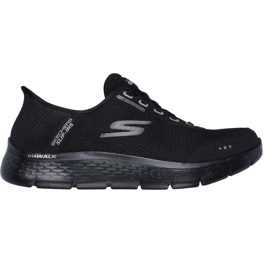 Men's Wide Fit Skechers 216330 Slip-ins Go Walk Flex 100% Waterproof Trainers - Black in Black - Image 2