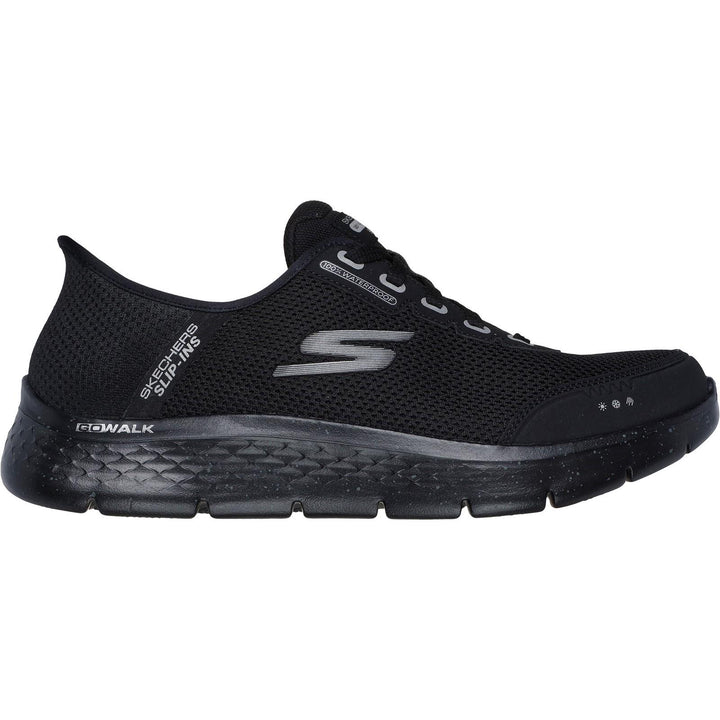 Men's Wide Fit Skechers 216330 Slip-ins Go Walk Flex 100% Waterproof Trainers - Black in Black - Image 1