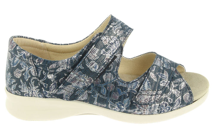 Womens Wide Fit DB Eider Sandals in Navy Print Nubuck - Image 1