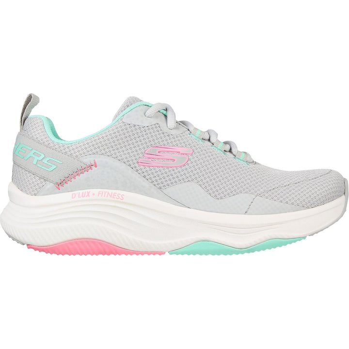 Women's Wide Fit Skechers 149835 D'Lux Fitness Roam Free Trainers in Light Grey/Multi - Image 1