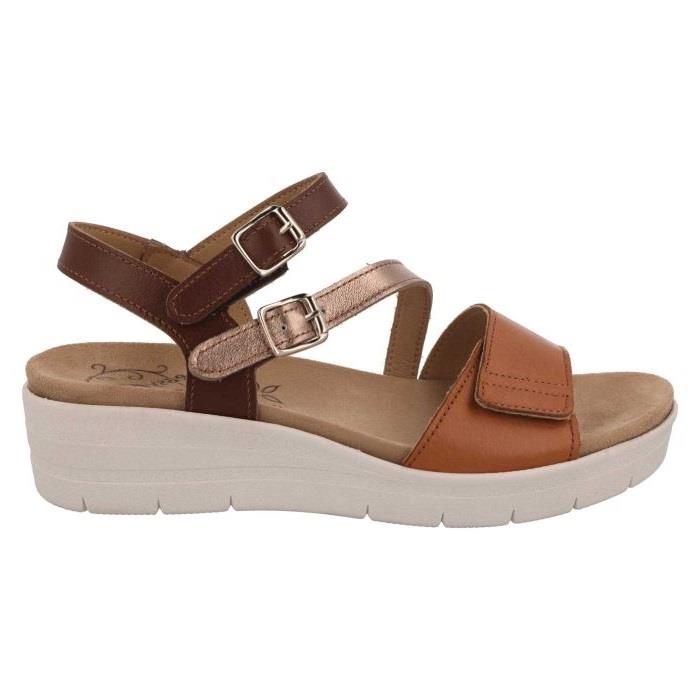Women's Wide Fit DB Honor Sandals in Gold / Bronze / Silver Leather - Image 2