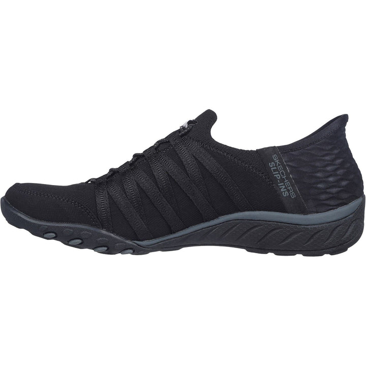 Women's Wide Fit Skechers 100593 Breathe Easy Roll With Me Trainers - Black in Black - Image 1