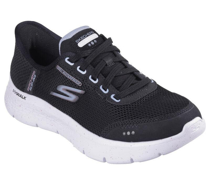 Women's Wide Fit Skechers 124846 Go Walk Flex Clear Creek Trainers in Black/Mauve - Image 1