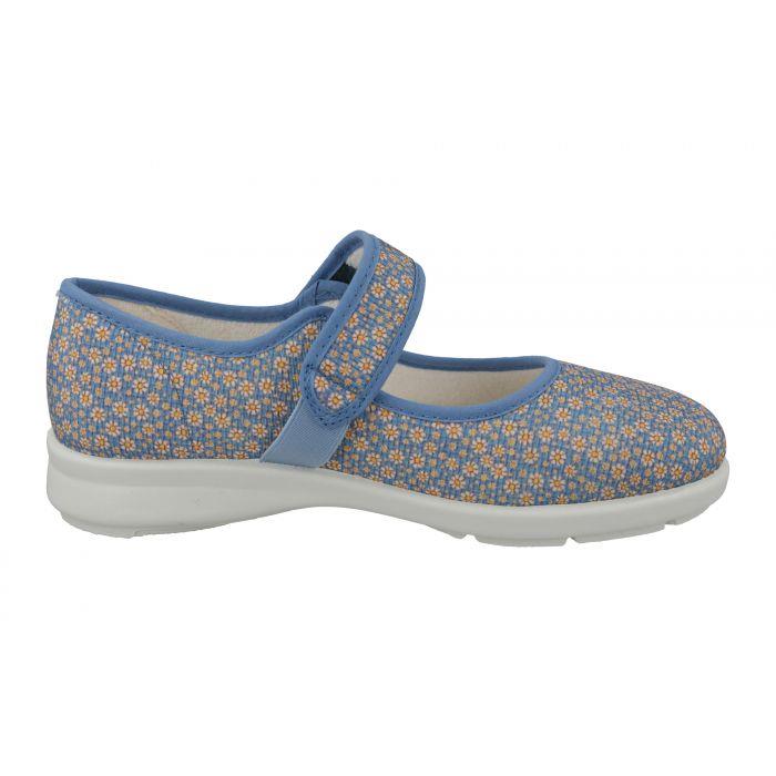 Women's Wide Fit DB Penguin Canvas Shoes in Beige Daisy Print - Image 1