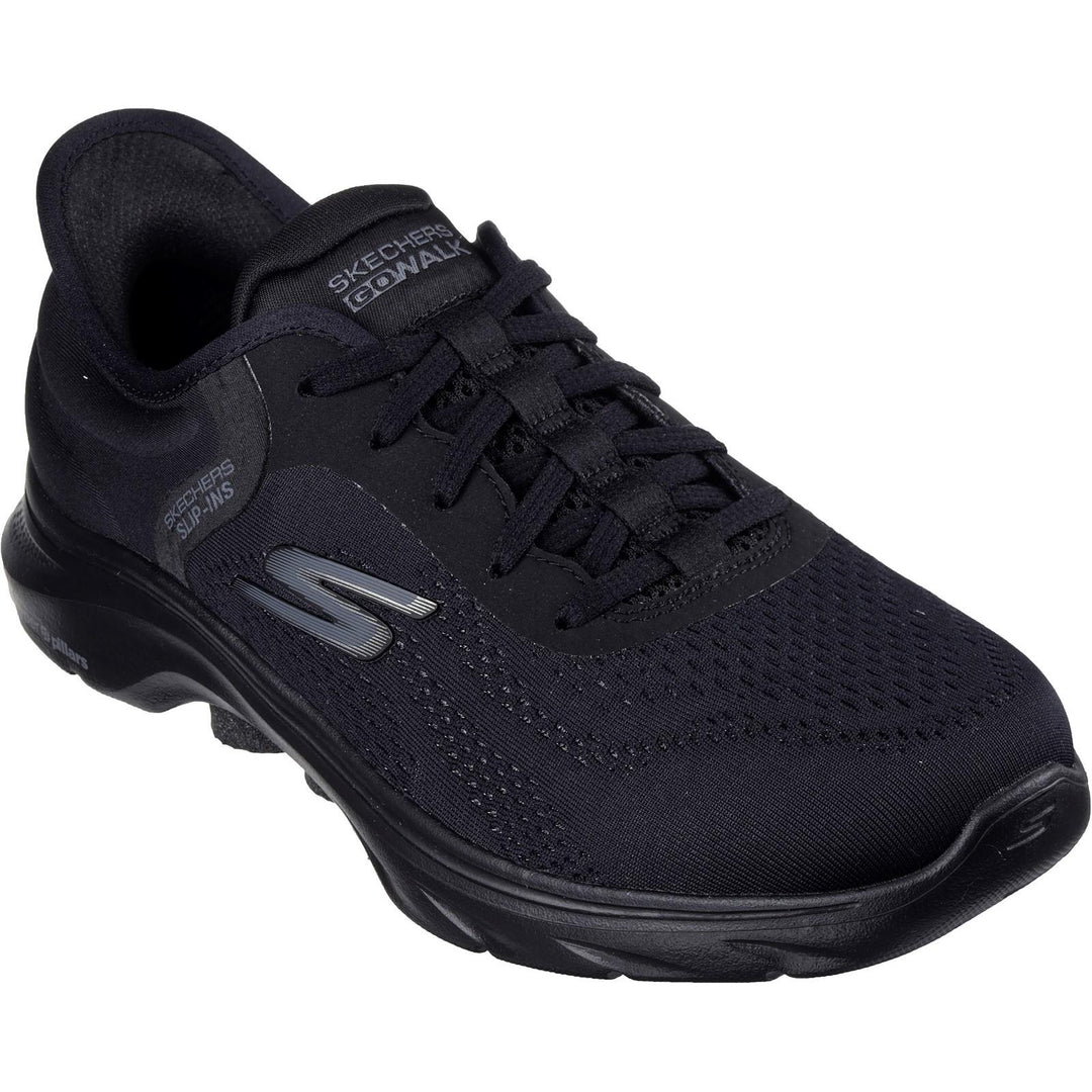 Women's Wide Fit Skechers 125233 Slip-ins Go Walk 7 Valin Trainers in Black - Image 3