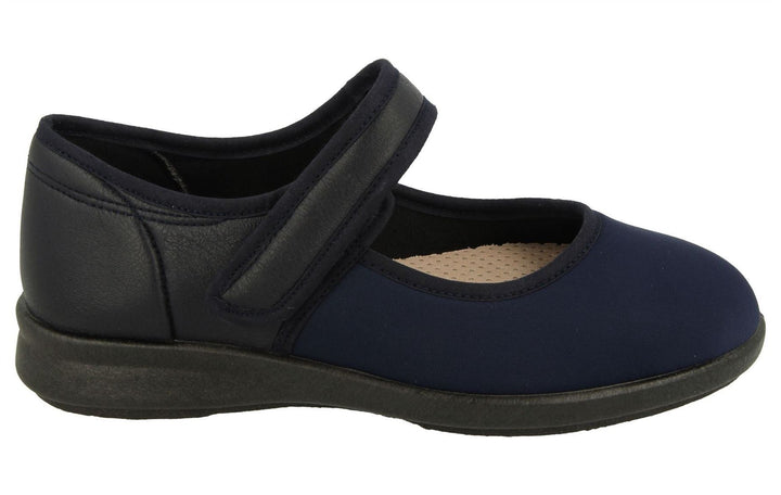 Womens Wide Fit DB Eve Shoes in Black / Stretch - Image 1