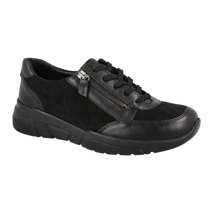Women's Wide Fit DB Granby Shoes in Black Lea / Suede - Image 1