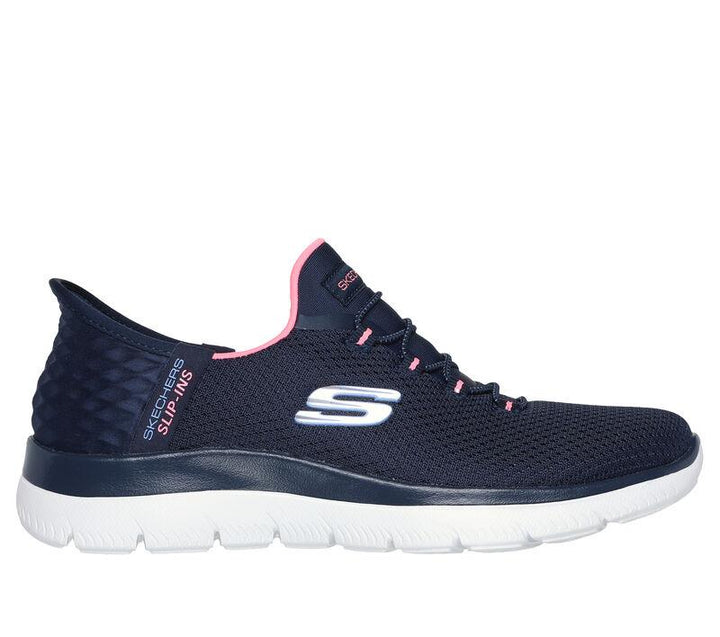 Women's Wide Fit Skechers 150123 Slip-ins  Summits Diamond Dream Trainers in Navy/Pink - Image 1