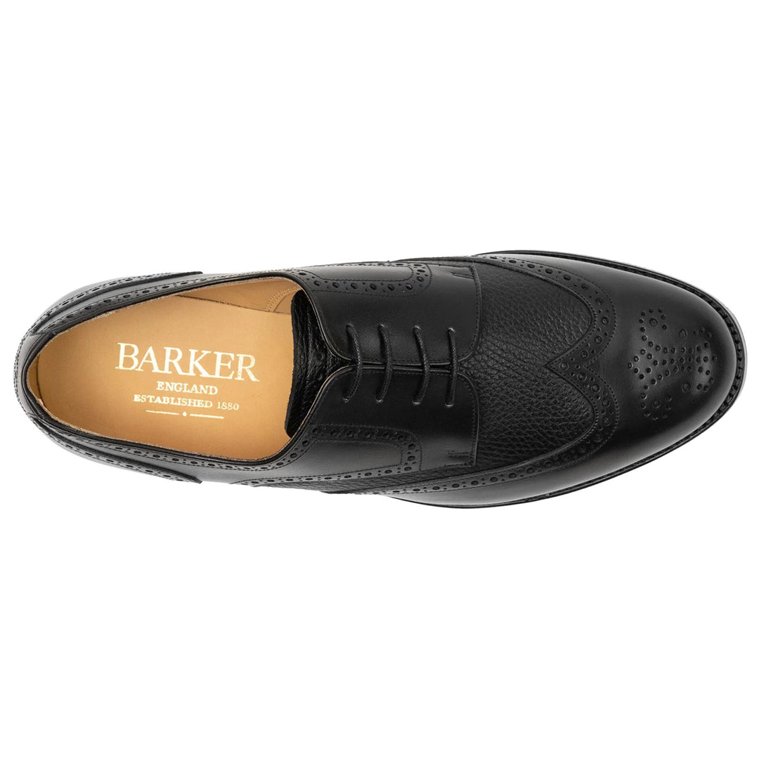 Men's Wide Fit Barker Athlone Derby Shoes in Black - Image 4