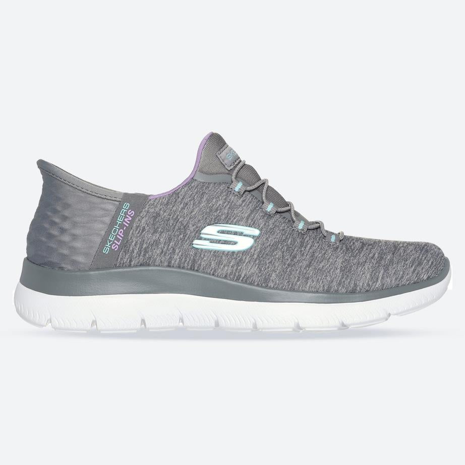 Women's Wide Fit Skechers 149937 Slip-ins Summits Dazzling Trainers in Grey/Multi - Image 1