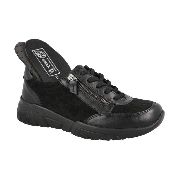 Women's Wide Fit DB Granby Shoes in Black Lea / Suede - Image 1