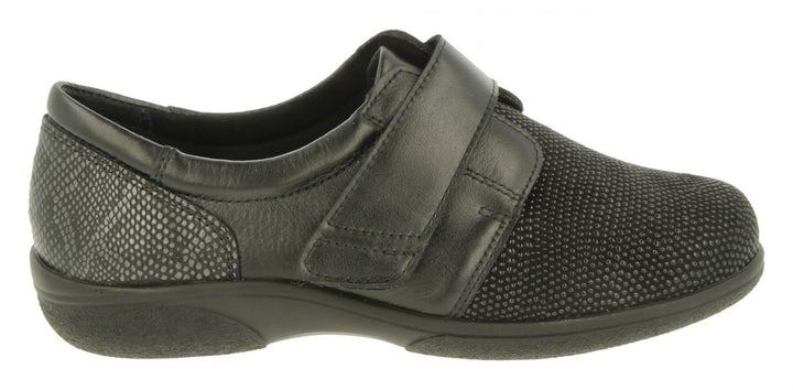 Womens Wide Fit DB Firecrest Shoes in Black / Stretch - Image 1