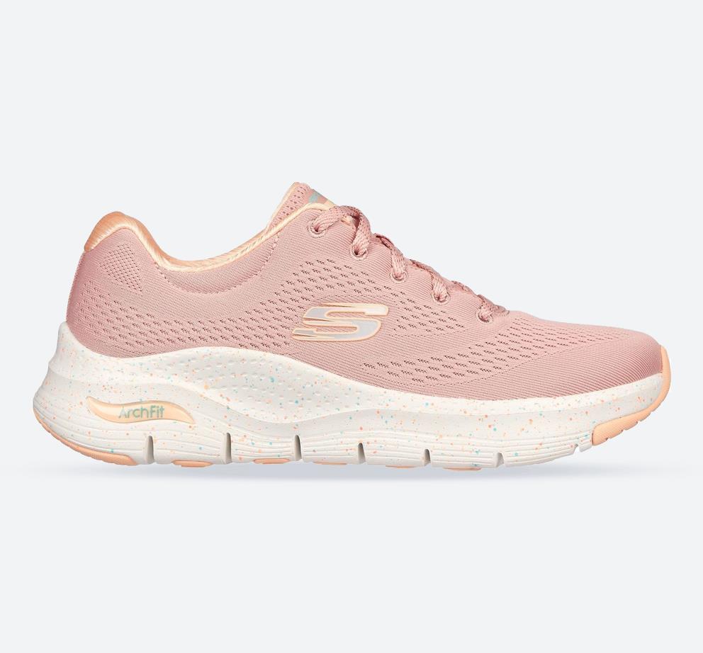 Women's Wide Fit Skechers 149566 Arch Fit Freckle Me Trainers in Pink/Multi - Image 1