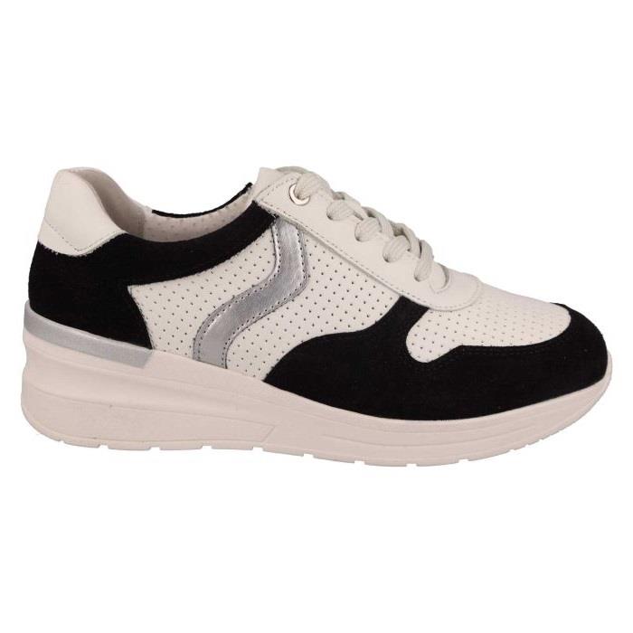 Women's Wide Fit DB Speedwell Trainers in White Leather / Black Suede - Image 1