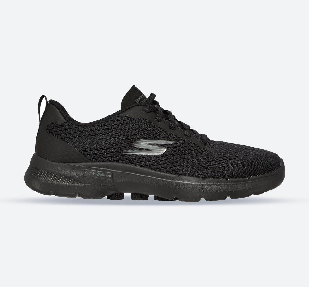 Women's Wide Fit Skechers 124512 Go Walk 6 Bold Vision Trainers in Black - Image 1