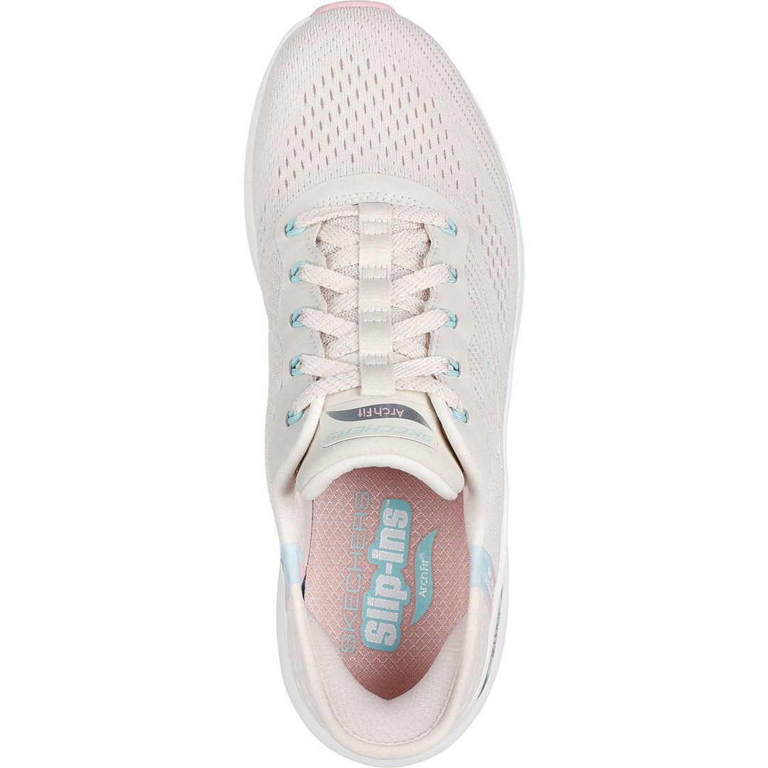 Women's Wide Fit Skechers 150066 Slip-ins Arch Fit 2.0 Easy Chic Trainers in Natural/Pink - Image 5