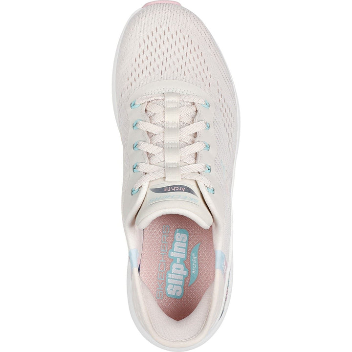 Women's Wide Fit Skechers 150066 Slip-ins Arch Fit 2.0 Easy Chic Trainers in Natural/Pink - Image 1
