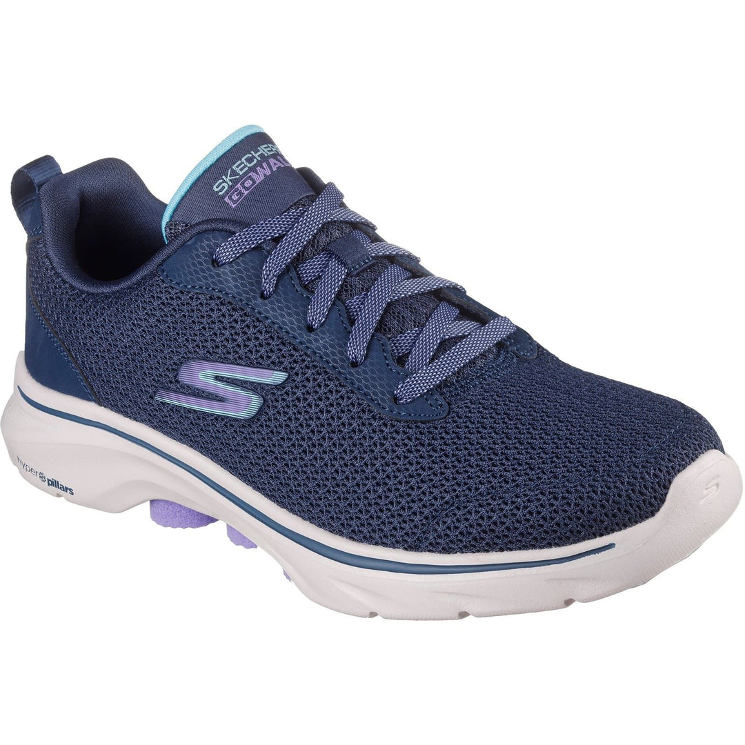 Women's Wide Fit Skechers 125263 Go Walk 7 Kaylor Trainers in Navy/Purple - Image 3