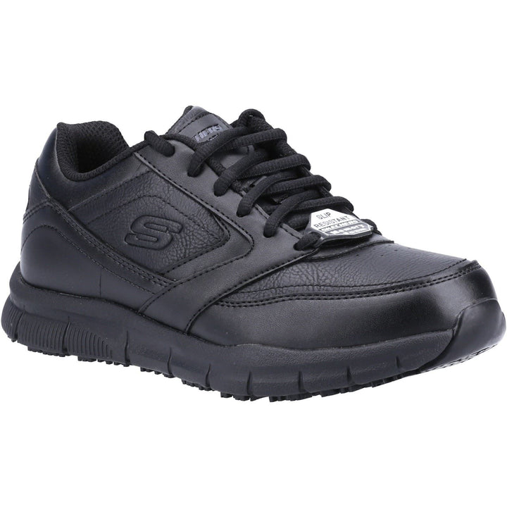 Women's Wide Fit Skechers 77235EC Nampa Wyola Occupational Trainers in Black - Image 1