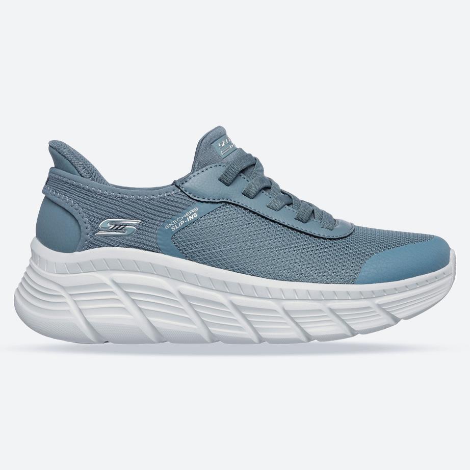 Women's Wide Fit Skechers 117391 Slip-ins Bobs B Flex Hi Linear Force Trainers in Slate - Image 1