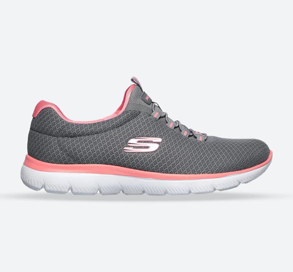 Women's Wide Fit Skechers 12980 Summits Slip On Sports Trainers - Grey/Pink in Grey/Pink - Image 1