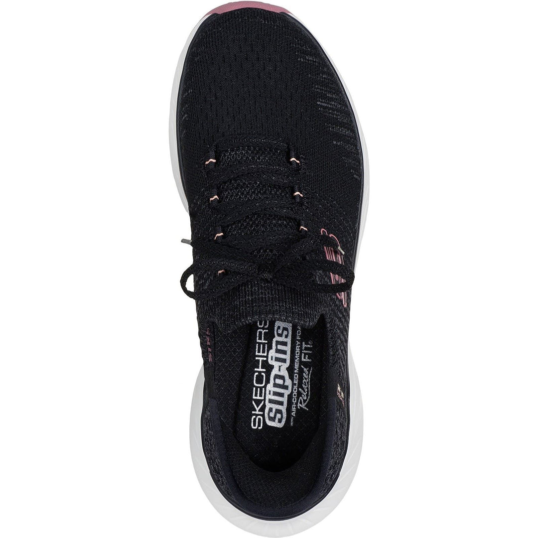 Women's Relaxed Fit Skechers 150470 Edgeride Impression Trainers in Black/Pink - Image 5