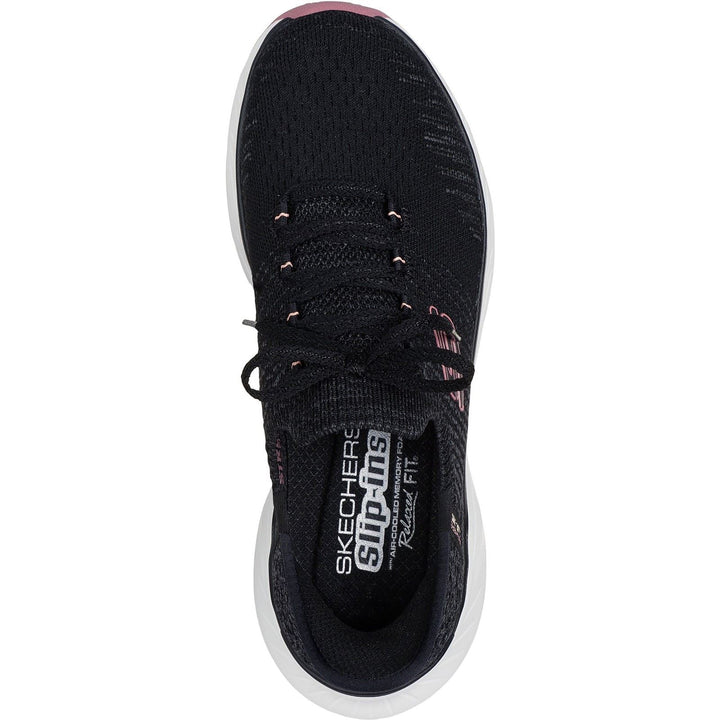 Women's Relaxed Fit Skechers 150470 Edgeride Impression Trainers in Black/Pink - Image 1