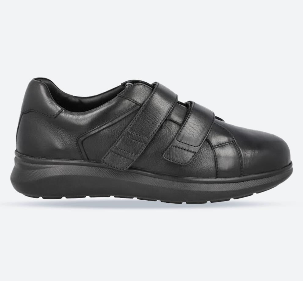 Men's Wide Fit DB Hugo Shoes in Black Leather - Image 1