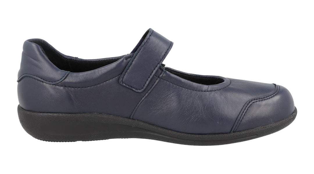 Women's Wide Fit DB Redpoll Shoes in Black Stretch Leather - Image 8