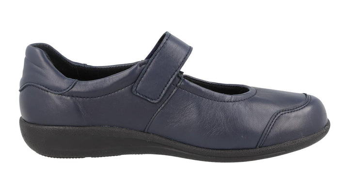 Women's Wide Fit DB Redpoll Shoes in Black Stretch Leather - Image 1