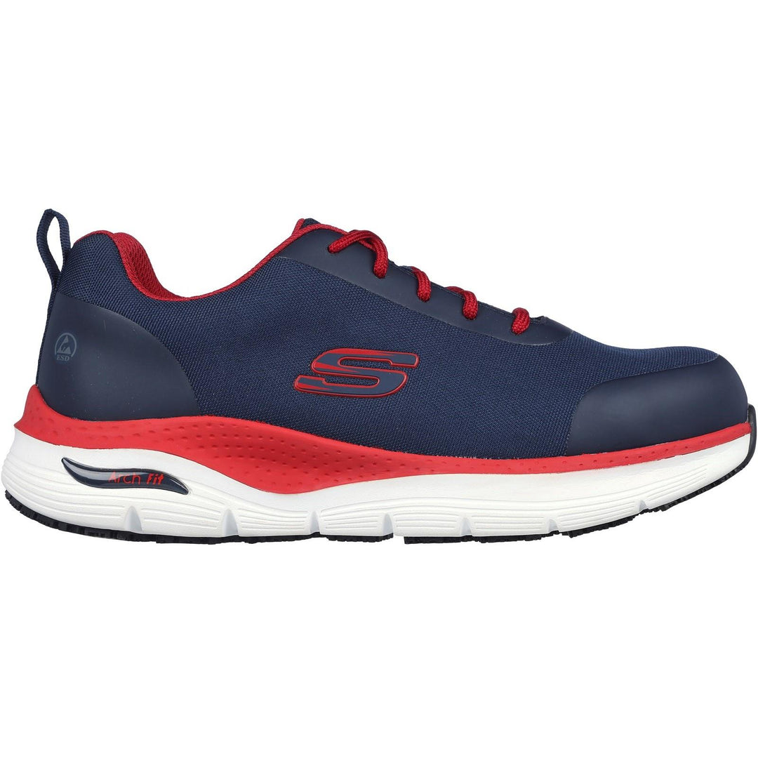 Men's Wide Fit Skechers 200086EC Arch Fit Ringstap Safety Trainers - Red/Navy in Navy/Red - Image 2