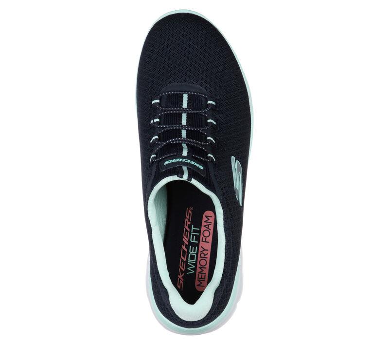 Women's Wide Fit Skechers 12980 Summits Slip On Sports Trainers - Navy/Aqua in Navy/Aqua - Image 5