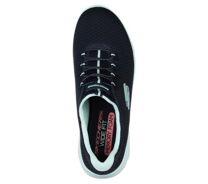 Women's Wide Fit Skechers 12980 Summits Slip On Sports Trainers - Navy/Aqua in Navy/Aqua - Image 1