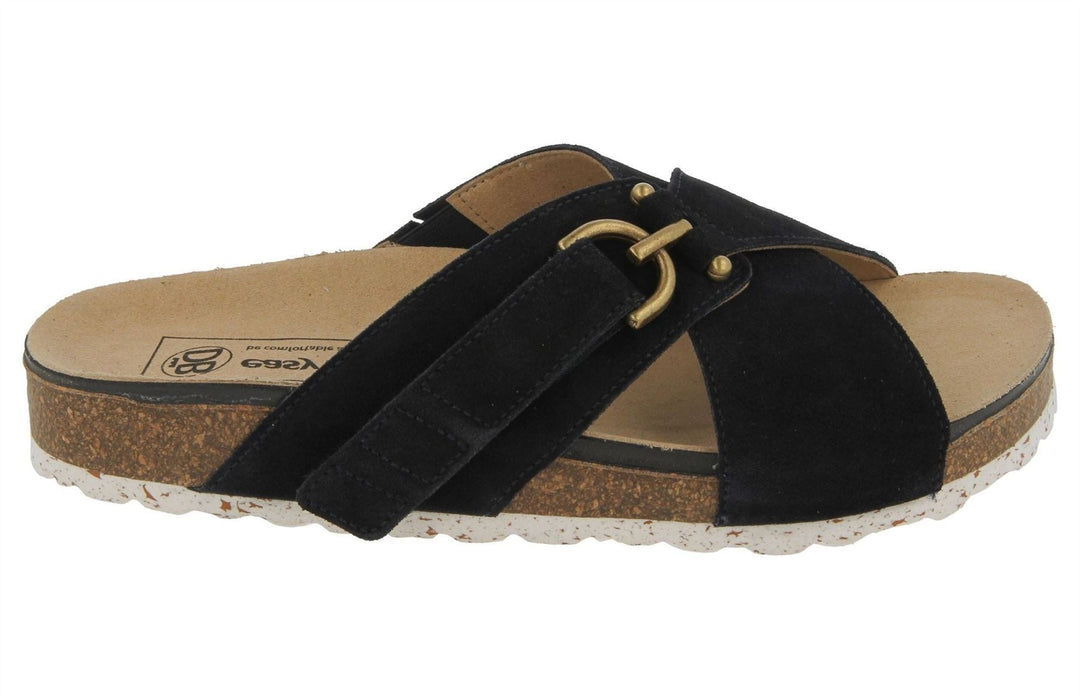 Womens Wide Fit DB Raja Sandals in Tan Suede - Image 2