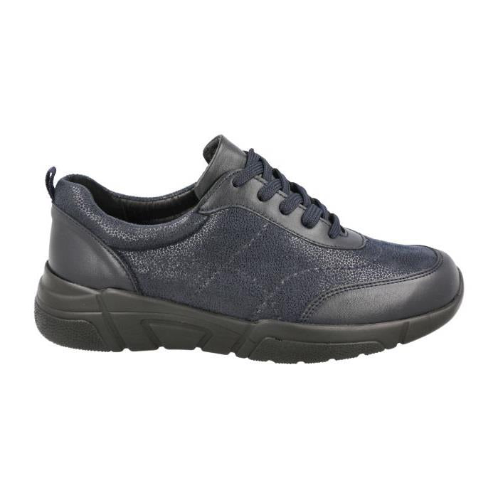 Women's Wide Fit DB Culver Shoes in Black Lea / Stretch - Image 5